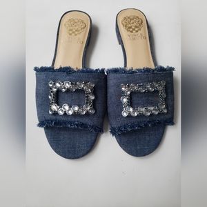 VINCE CAMUTO Slip-on Blue Rhinestones Denim Sandals Size 6M